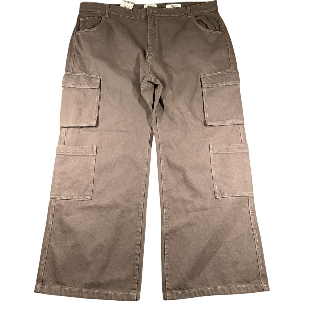 Cotton On Cargo Wide Leg Jeans Womens 18 Chocolate Brown High Rise Relaxed Denim